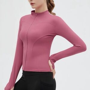 pink long sleeve zip up jacket